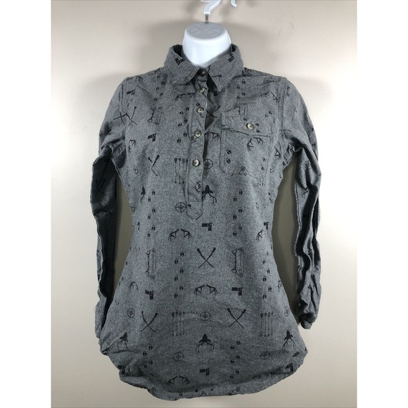 Legendary White Tails Women's Long Sleeve Flannel Tunic Top Gray XS - Picture 1 of 16